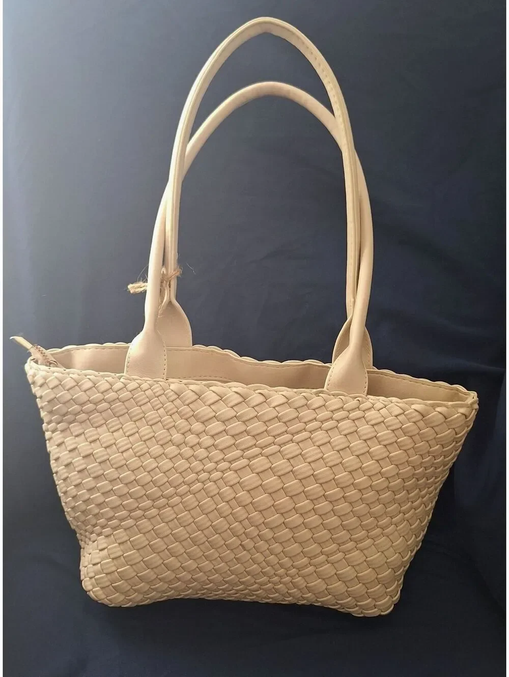 NWT EXPRESSIONS NYC Vegan Small Tote Purse Handbag Beige Taupe